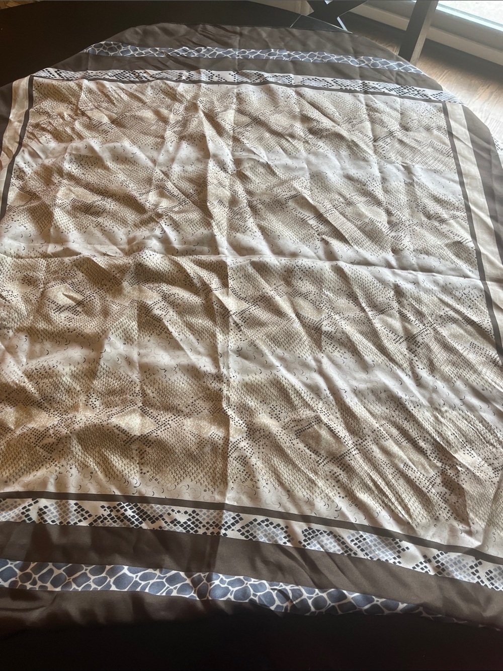 Talbots Brown and Cream Patterned Silk Scarf
